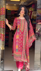 Rihaana Adorable Fancy Suit-Set with Dupatta on Silk