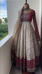 Priya Cotton Anarkali Gown with Kota Dupatta