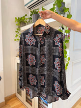 Sahiba Ajrakh Print Maldhari Heritage Black Shirt