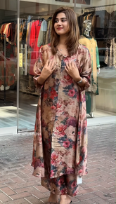 Vibrant Pure Muslin Beautiful Printed Cord-Set For Women