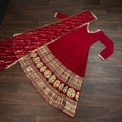 Graceful Faux Blooming with Sequins Embroidered Multi-Sequins work Gown With Dupatta