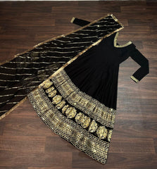Graceful Faux Blooming with Sequins Embroidered Multi-Sequins work Gown With Dupatta