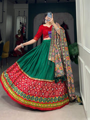 Fuchsic Dola Silk Printed With Foil Work Lehengha Choli With Dupatta