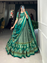 Blossom Sea Green Floral Print With Foil Print Lehengha Choli With Dupatta