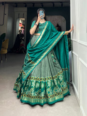 Blossom Sea Green Floral Print With Foil Print Lehengha Choli With Dupatta