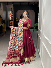 Stunning Gaji Silk With Lagdi patta Lehengha Choli With Dupatta