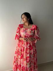 Opulent Fox Georgette Fabric Maxi Gown