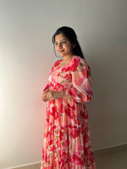 Opulent Fox Georgette Fabric Maxi Gown