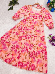 Opulent Fox Georgette Fabric Maxi Gown