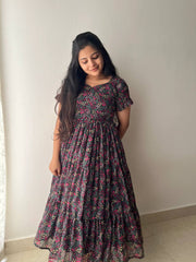 Radiant Fox Georgette Maxi Gown