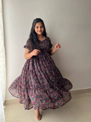 Radiant Fox Georgette Maxi Gown