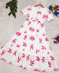 Elegant Unique colours Flower Patterns Frock