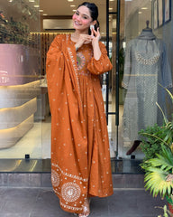 Radiant Orange Mal Cotton Kurta Set
