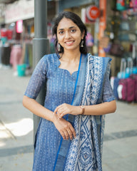 Glamorous Design Pure Linen Cotton Printed Kurta With Dupatta