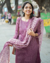 Glamorous Design Pure Linen Cotton Printed Kurta With Dupatta