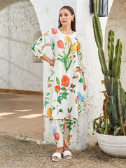 Mastani Printed Cotton Slub Kurta with Pants