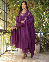 Magestic Soft Rayon Slub Kurta Pant With Dupatta