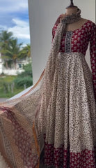 Priya Cotton Anarkali Gown with Kota Dupatta