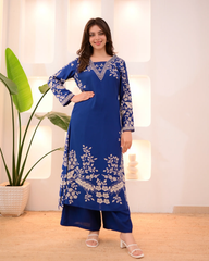 Marina Petals Cotton A-line Kurta Palazzo Set