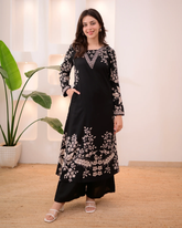 Marina Petals Cotton A-line Kurta Palazzo Set