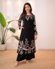 Marina Petals Cotton A-line Kurta Palazzo Set