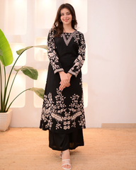 Marina Petals Cotton A-line Kurta Palazzo Set