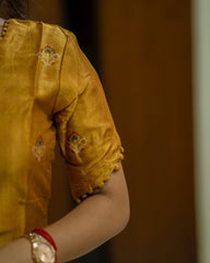 Exquisite Mustard Pure Banarasi Silk Kurti, Pant With Dupatta