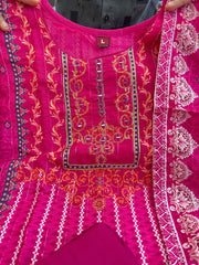 Charming Pink Muslin Kurta Pair With Dupatta