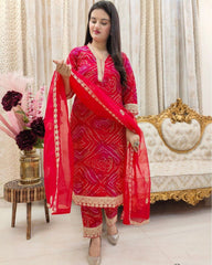 Glitzy Multy Pure Banarasi Silk Kurta Set With Dupatta