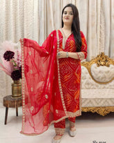 Glitzy Multy Pure Banarasi Silk Kurta Set With Dupatta