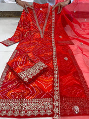 Glitzy Multy Pure Banarasi Silk Kurta Set With Dupatta