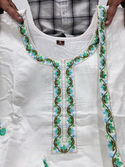 Modish White Pure Cotton Kurta plazzo With a Beautiful Dupatta