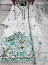 Modish White Pure Cotton Kurta plazzo With a Beautiful Dupatta