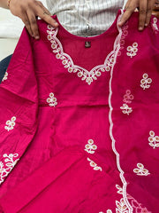 Magnificant Cotton Thread Embroidery Kurti Palazzo Dupatta