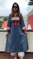 Shilu Blue Ajrakh Print Cotton Kurta