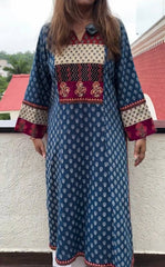 Shilu Blue Ajrakh Print Cotton Kurta