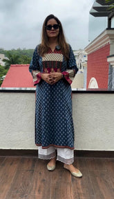 Shilu Blue Ajrakh Print Cotton Kurta