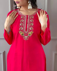 Charming Red Ethnic Kurta-Set