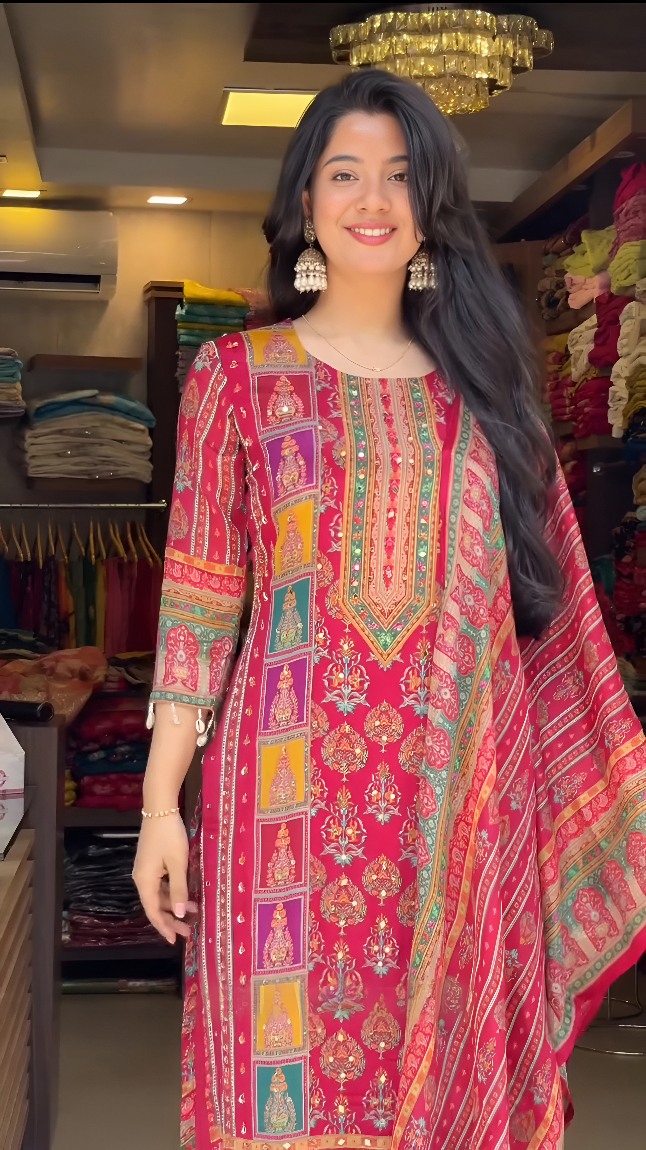 Rihaana Adorable Fancy Suit-Set with Dupatta on Silk