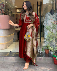 Opulent Maroon Ethnic Kurta-Set