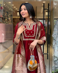 Opulent Maroon Ethnic Kurta-Set