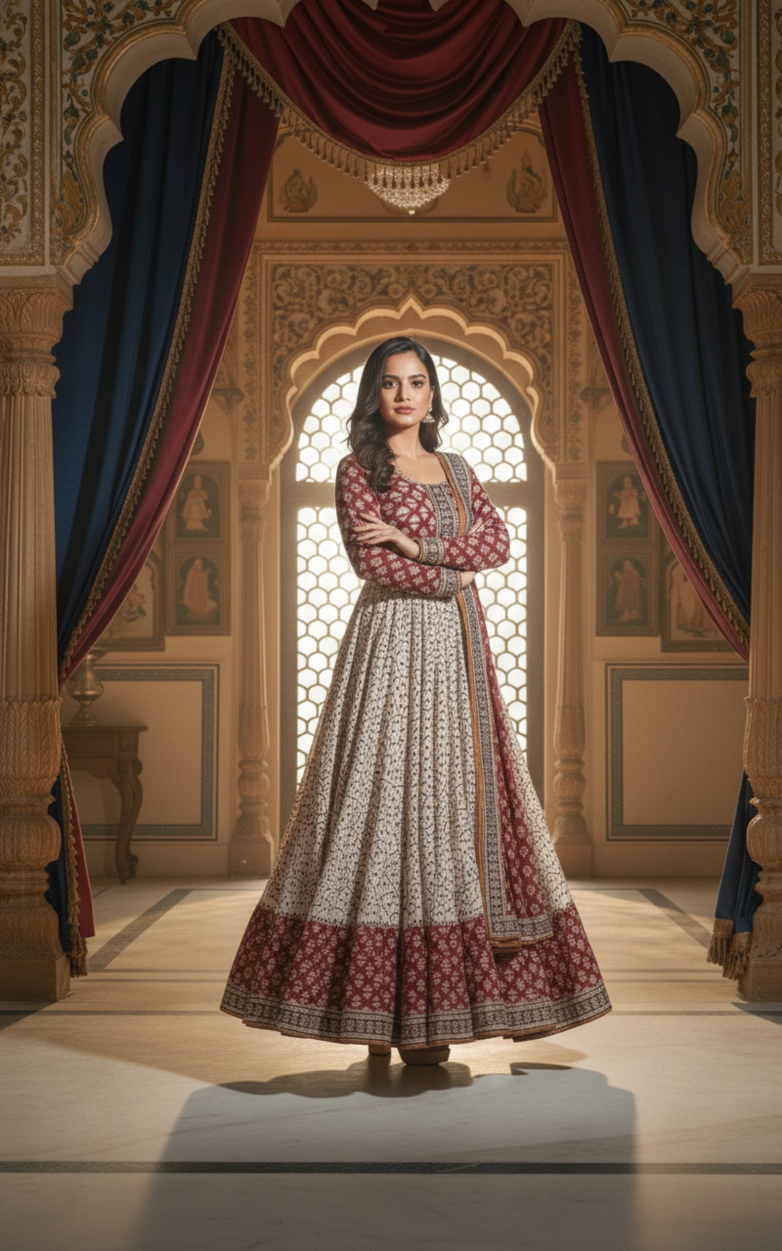 Priya Cotton Anarkali Gown with Kota Dupatta