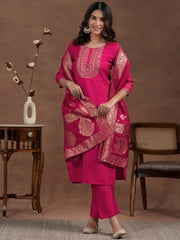 Flamingo Pink Ethnic Kurta-Set