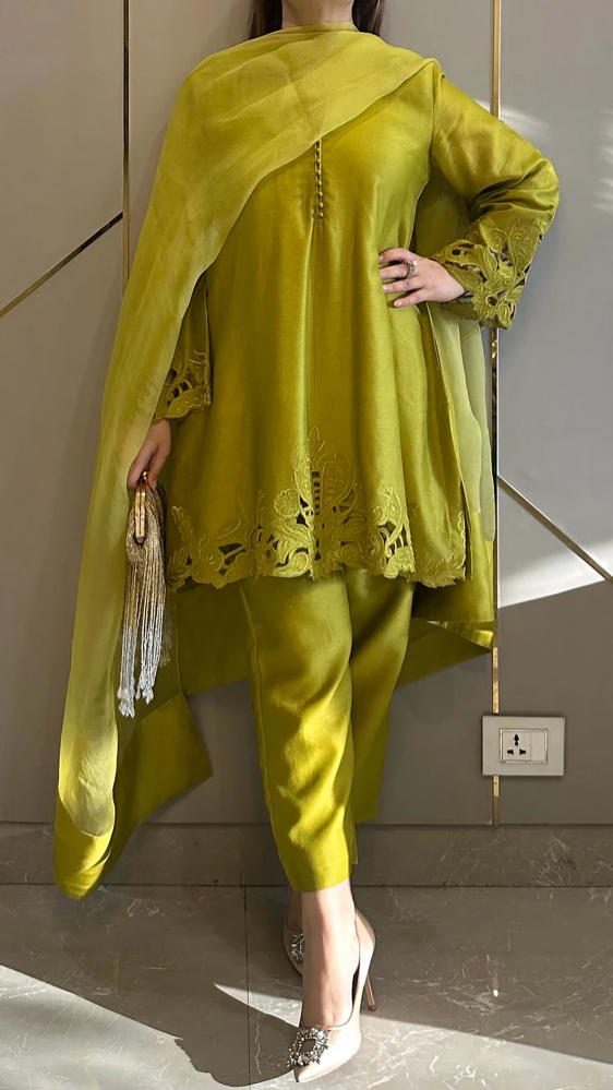 Zareen Chanderi Silk Cut-Work Co-ord Set