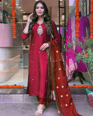 Radiant Maroon Ethnic Kurta-Set