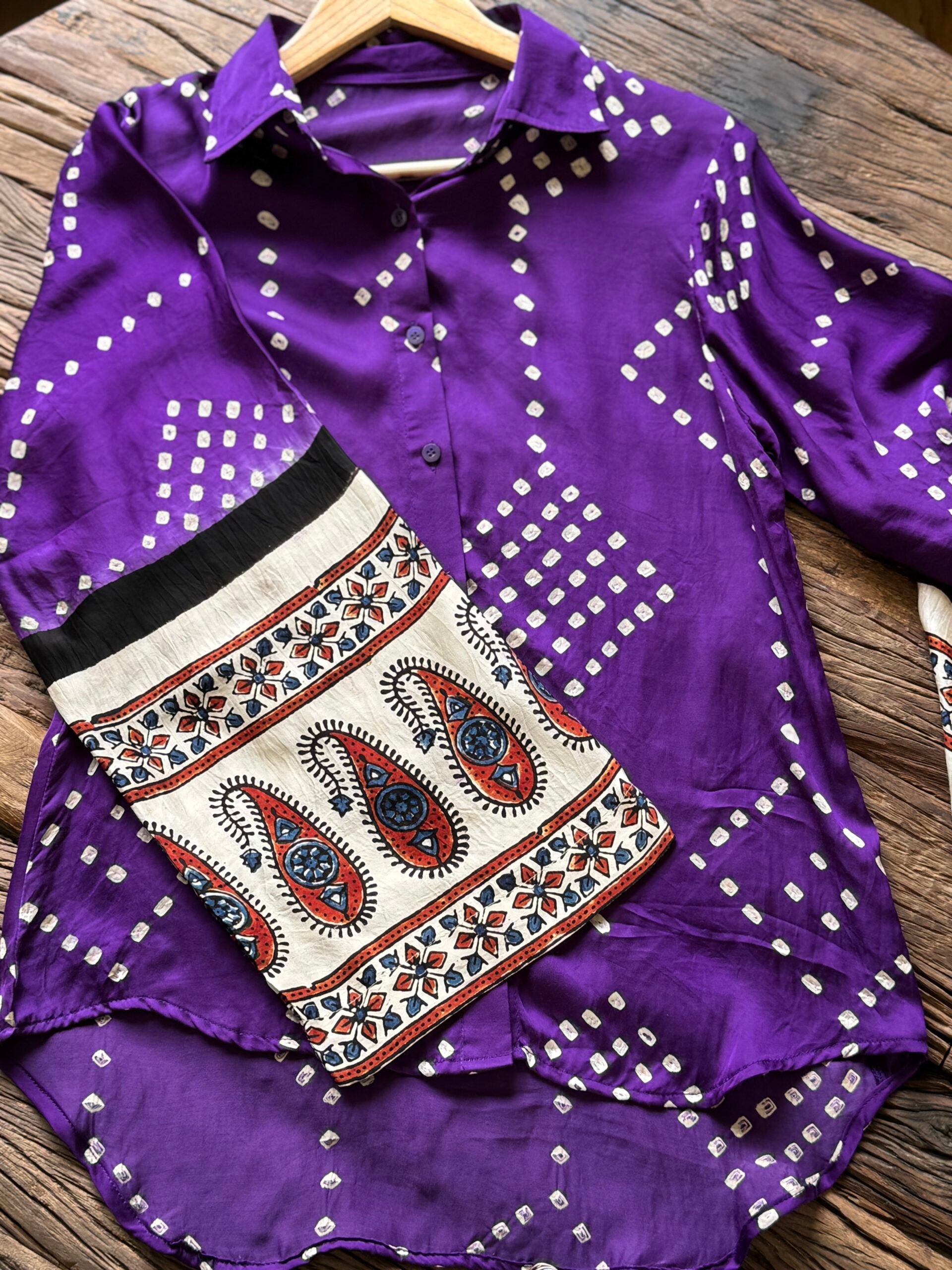 Tanya Bandhani Rabari Heritage Purple Shirt