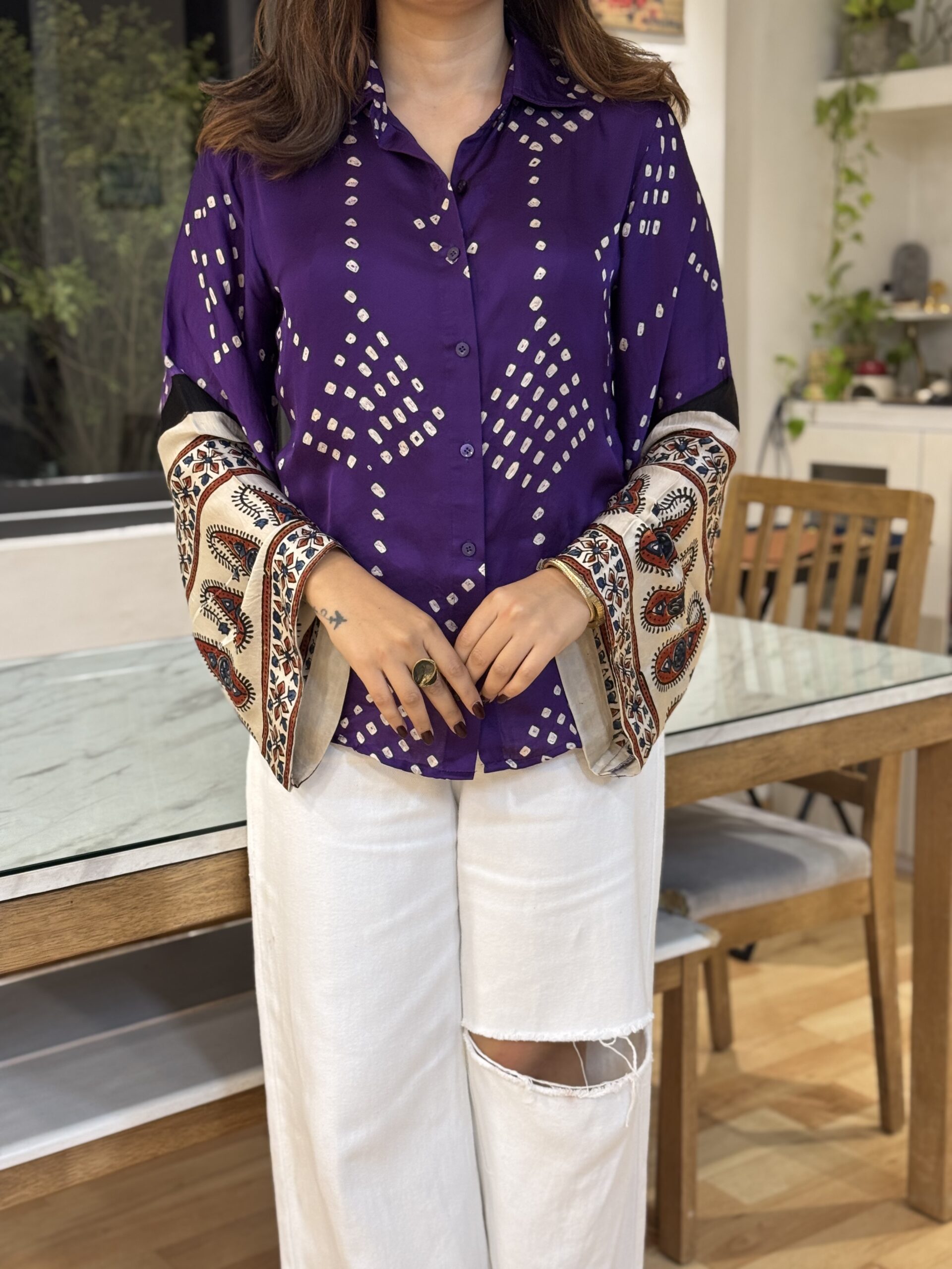 Tanya Bandhani Rabari Heritage Purple Shirt