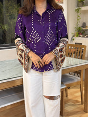 Tanya Bandhani Rabari Heritage Purple Shirt