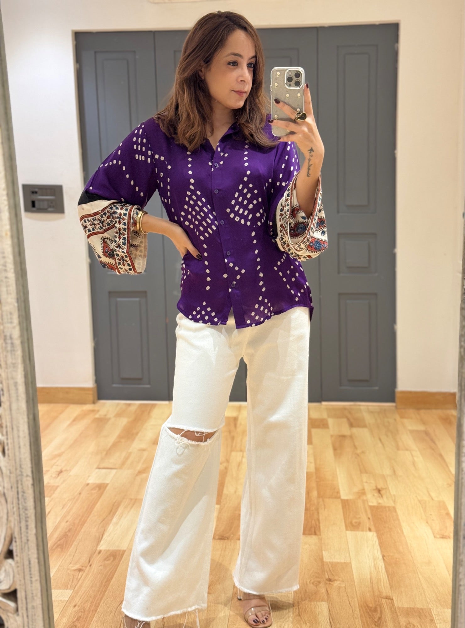 Tanya Bandhani Rabari Heritage Purple Shirt