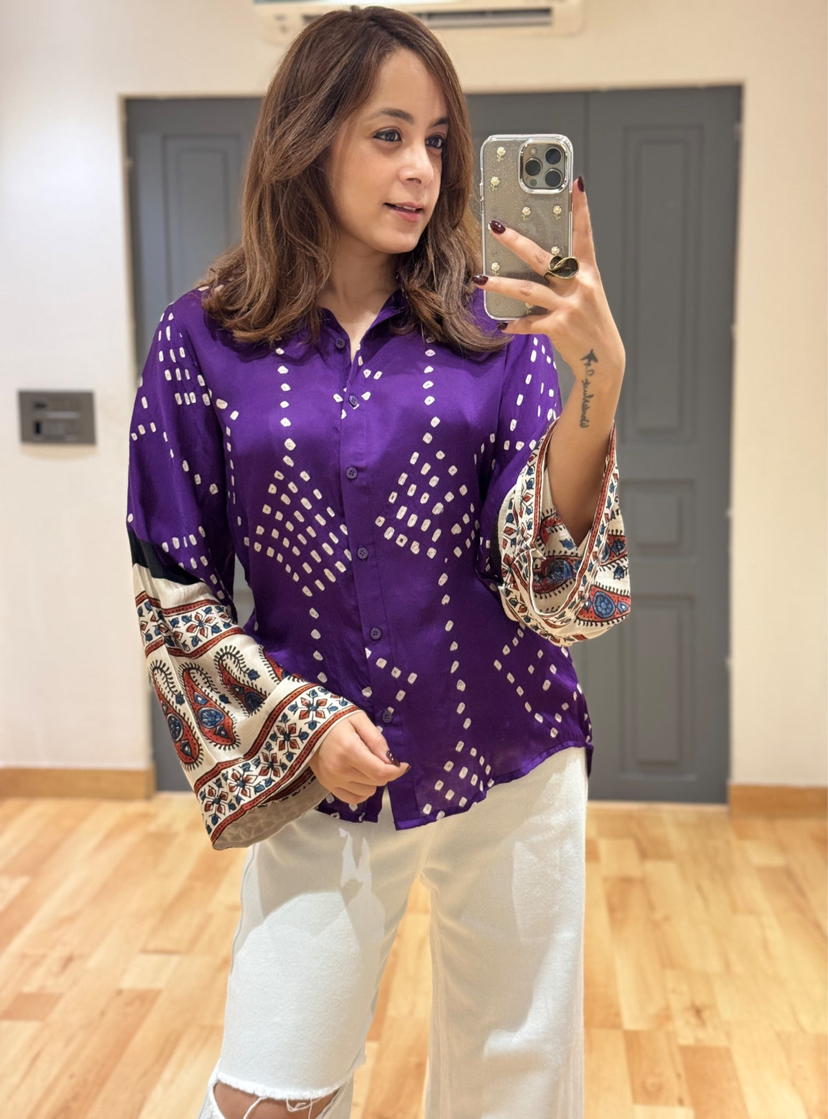 Tanya Bandhani Rabari Heritage Purple Shirt